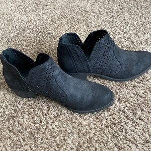 Laser cut black booties